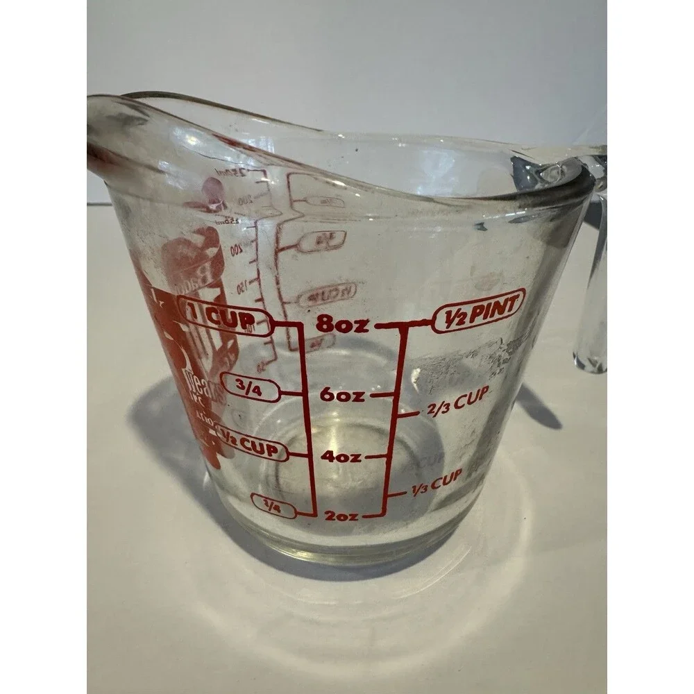 Badcock 100 Years Glass 1 Cup Measuring Cup w/ Red Markings
